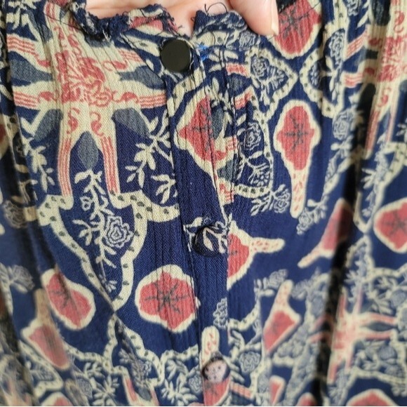 Vintage America Womens 3/4 balloon sleeve Peasant Top button up Size  Large - Picture 8 of 16